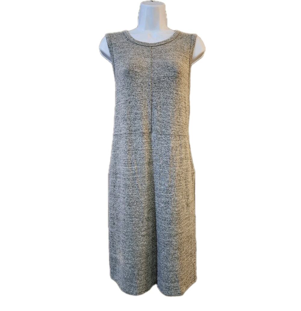 A New Day Womens Knit Sweater Shift Dress Size L Gray Sleeveless Pockets